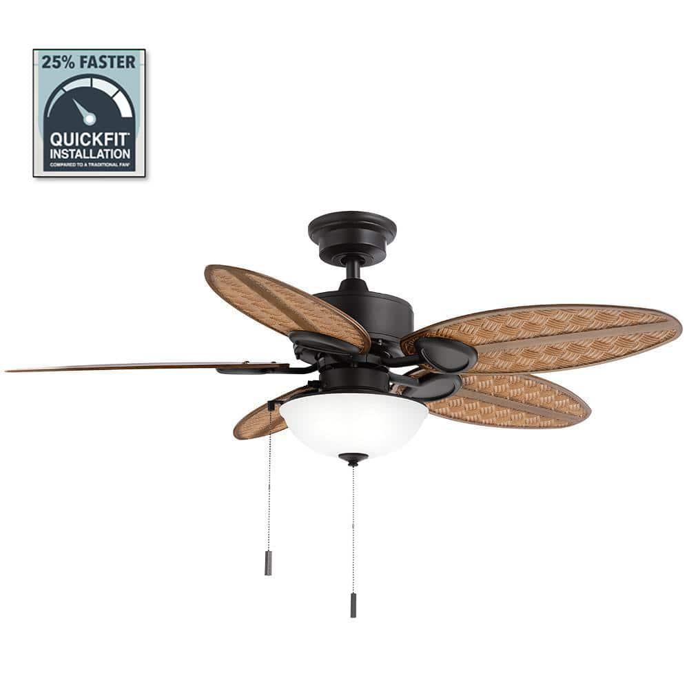 Hampton Bay Lakemoore 48 in LED IndoorOutdoor Matte Black Ceiling Fan with Light Kit