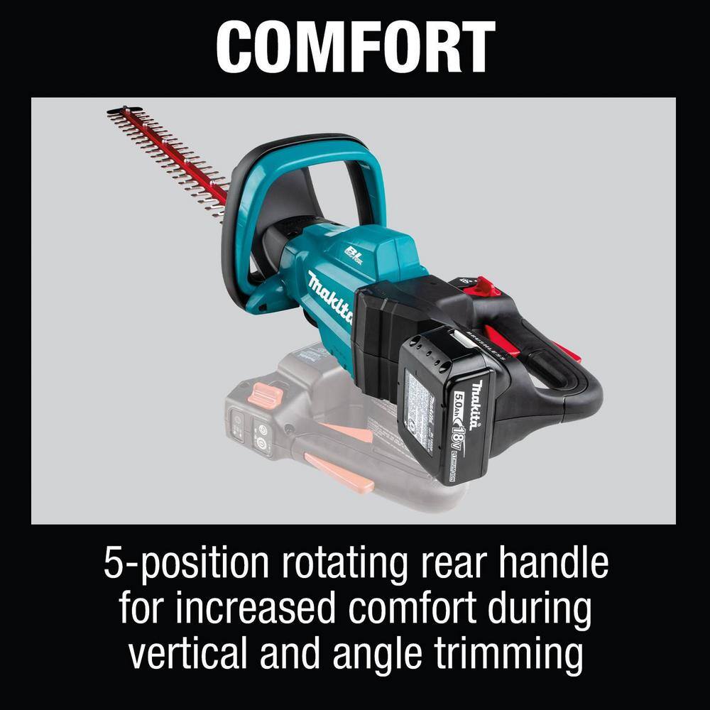 Makita 18V LXT Lithium-Ion Brushless Cordless 24 in. Hedge Trimmer Kit (5.0Ah) XHU07T