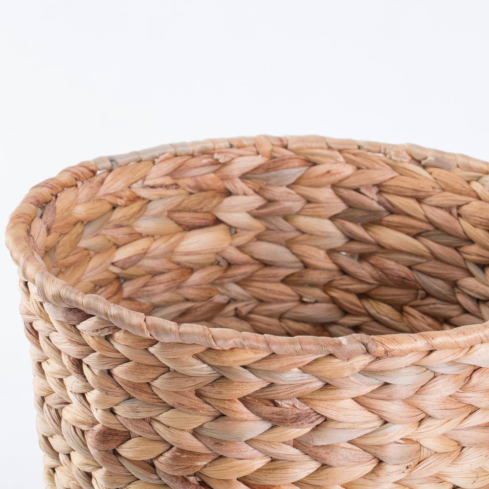 Vintiquewise Round Wicker Natural Water Hyacinth Waste Basket QI003226.S