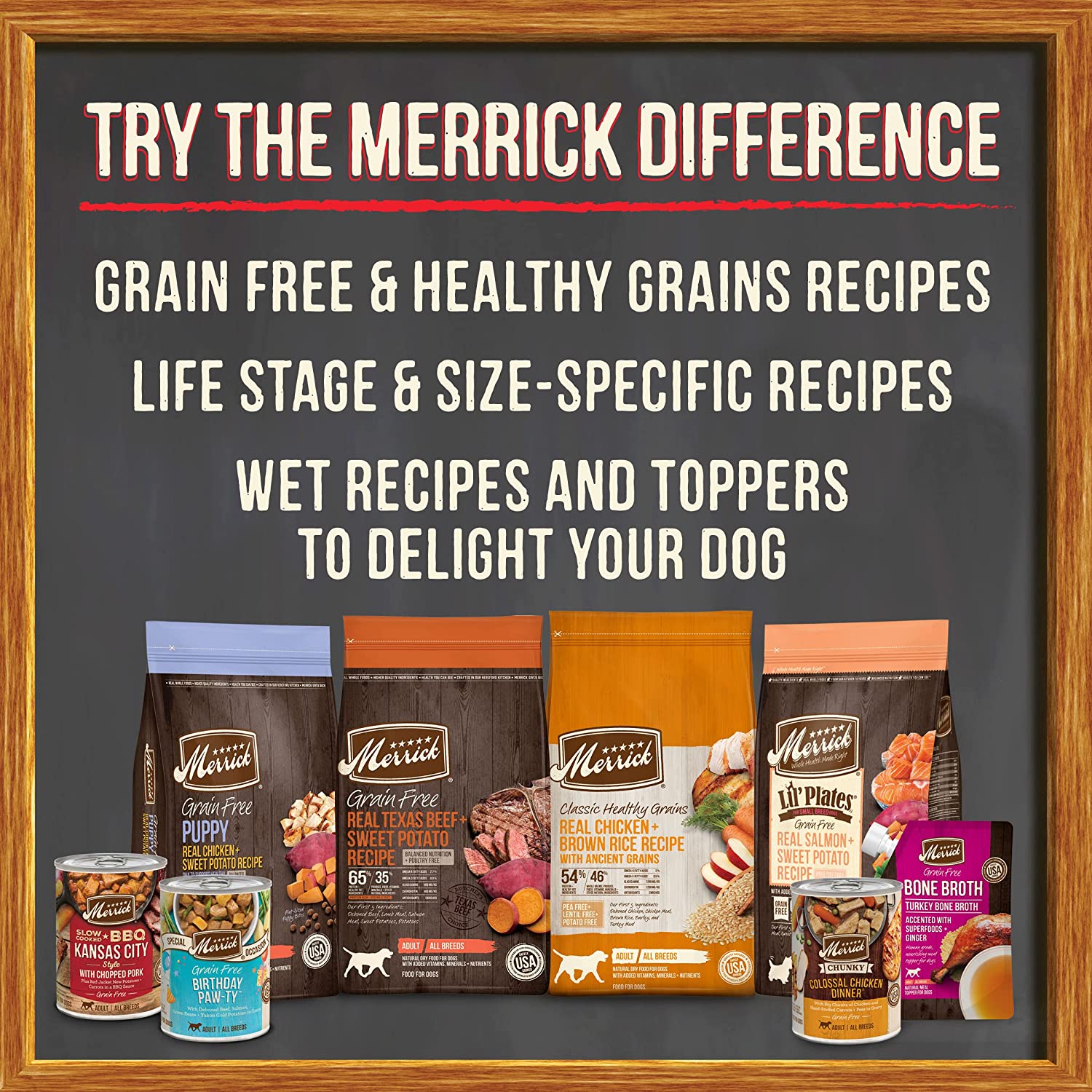 Merrick Grain Free Canned Wet Dog Food Real Meat Recipe， Real Chicken (Case of 12)