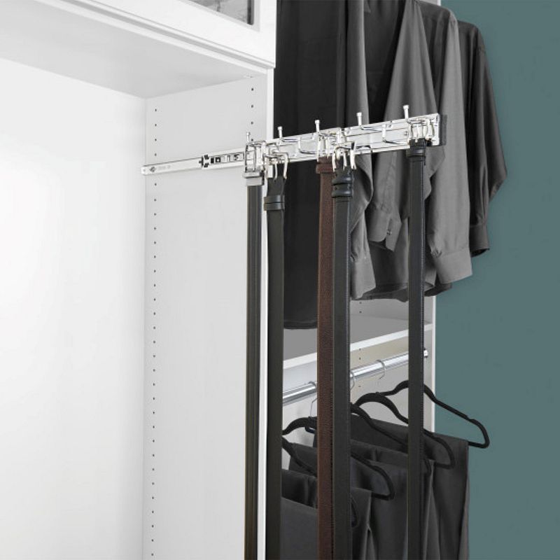 Rev-A-Shelf 14 Pull Out Belt Rack Closet Storage Organizer， Chrome， BRC-14CR