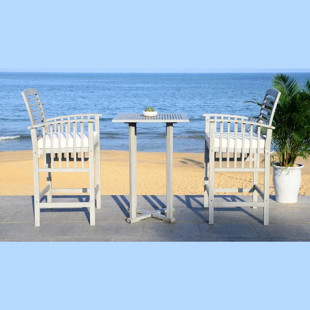 Pate 3 Piece Bar Height Patio Outdoor Bistro Set Safavieh