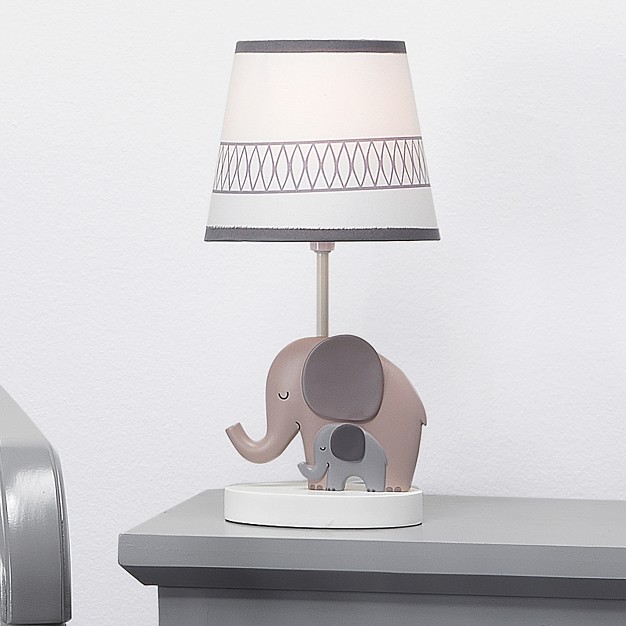 Bedtime Originals Elephant Love Gray white Nursery Lamp With Shade amp Bulb