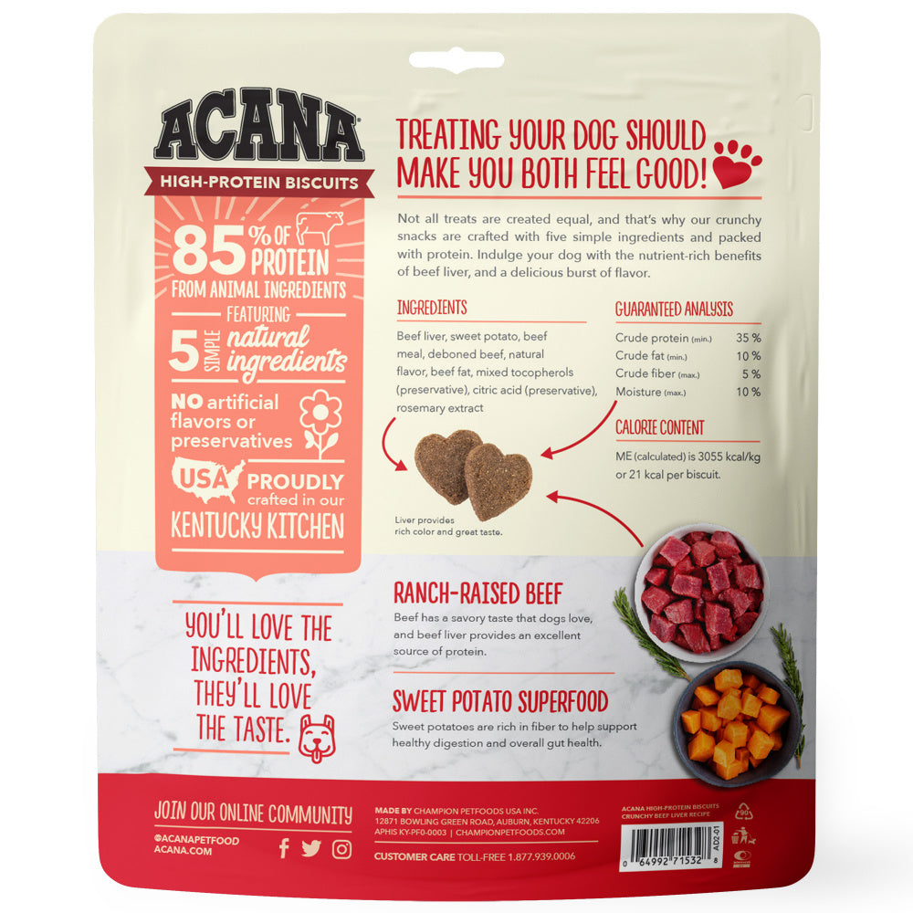 ACANA Crunchy Biscuits High-Protein Beef Liver Recipe Dog Treats andndash; Pet Empire and Supplies