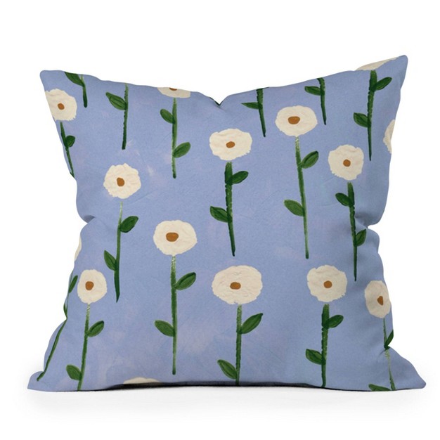 Reves Et Histoires Cute Little Flowers Square Throw Pillow Blue Deny Designs