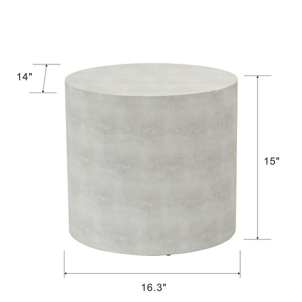 Dann Foley Lifestyle - Oval Side Table - Ivory Faux Leather Shagreen Finish