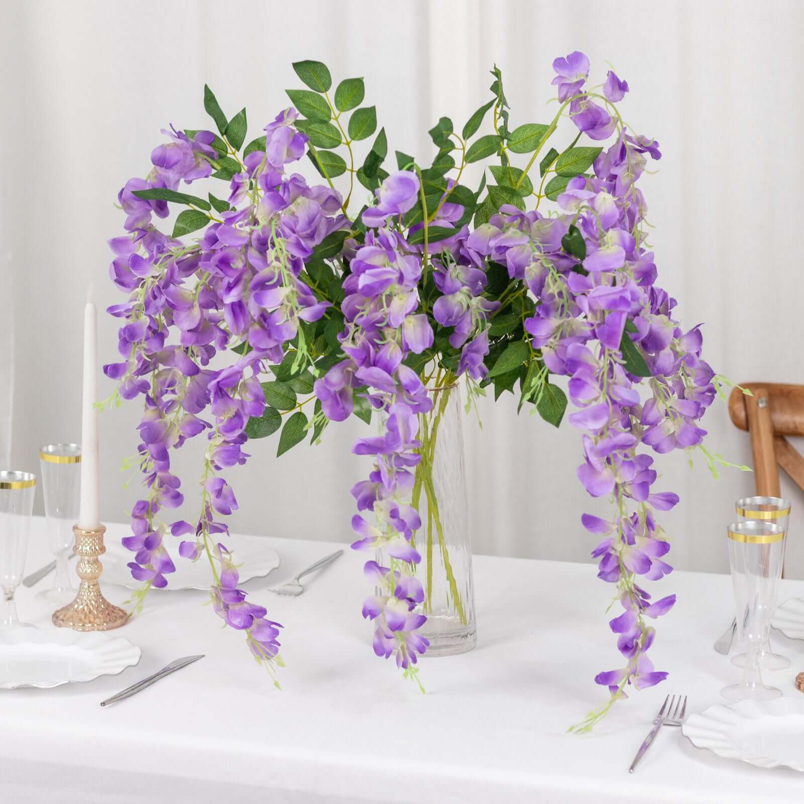 5 Pack Purple Artificial Silk Hanging Wisteria Flower Vines 44