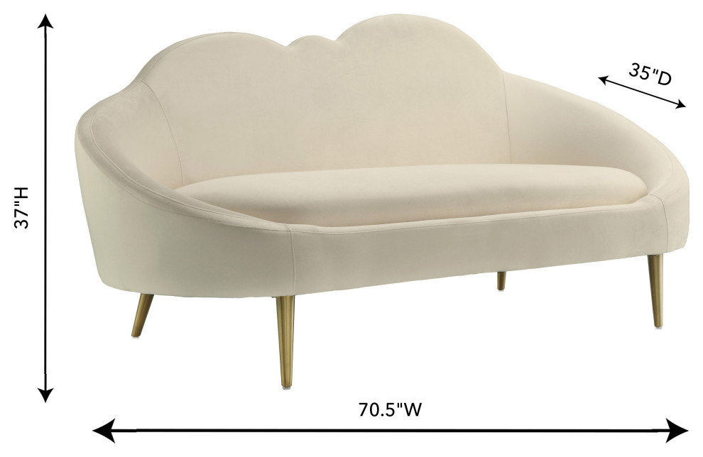 Cloud Cream Velvet Settee   Cream   Midcentury   Loveseats   by HedgeApple  Houzz