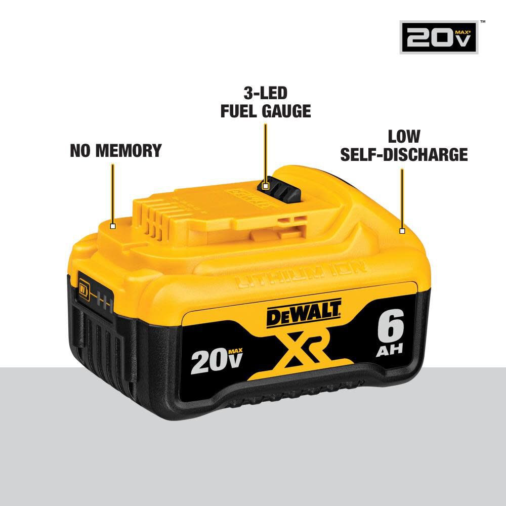 DW 20V MAX Premium XR 6.0 Ah Lithium Ion Battery 2 pack DCB206-2 from DW