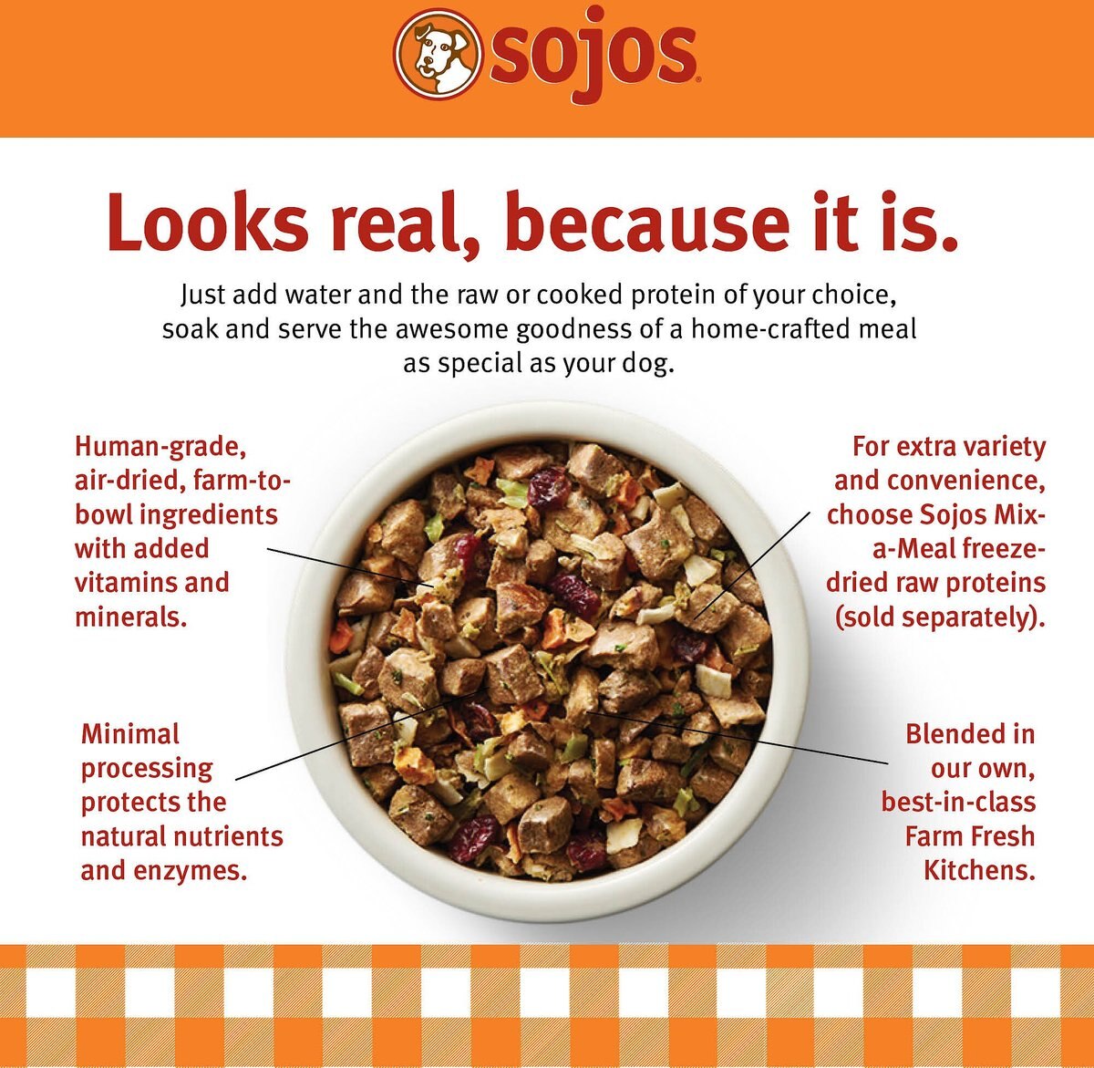 Sojos Mix-A-Meal Fruit and Veggie Pre-Mix Grain-Free Dehydrated Dog Food