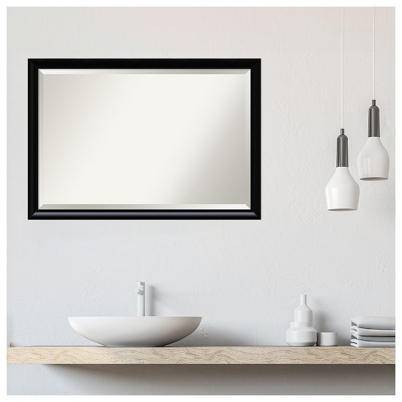 Steinway Black Scoop Beveled Wood Bathroom Wall Mirror