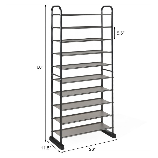 Costway 10 tier Shoe Rack Space saving Shoe Organizer W metal Frame Shoe Tower