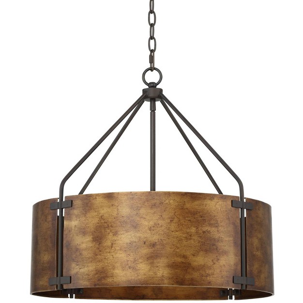 Wide Rustic Farmhouse Metal Drum Shade 4 light Fixture For Dining Room House Kitchen Island