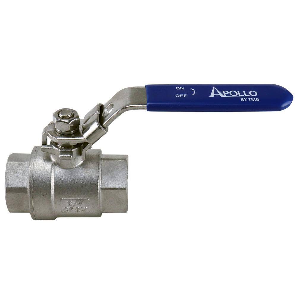 Apollo 34 in. x 34 in. Stainless Steel FNPT x FNPT 2-34 in. L Full-Port Ball Valve with Latch Lock Lever 96F10427