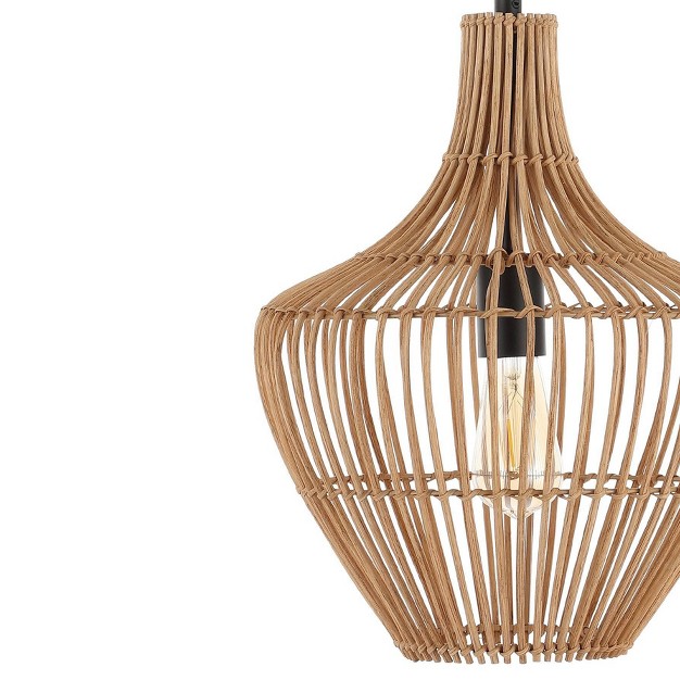 1 light Lucas Farmhouse Coastal Rattan Led Pendant Brown Jonathan Y