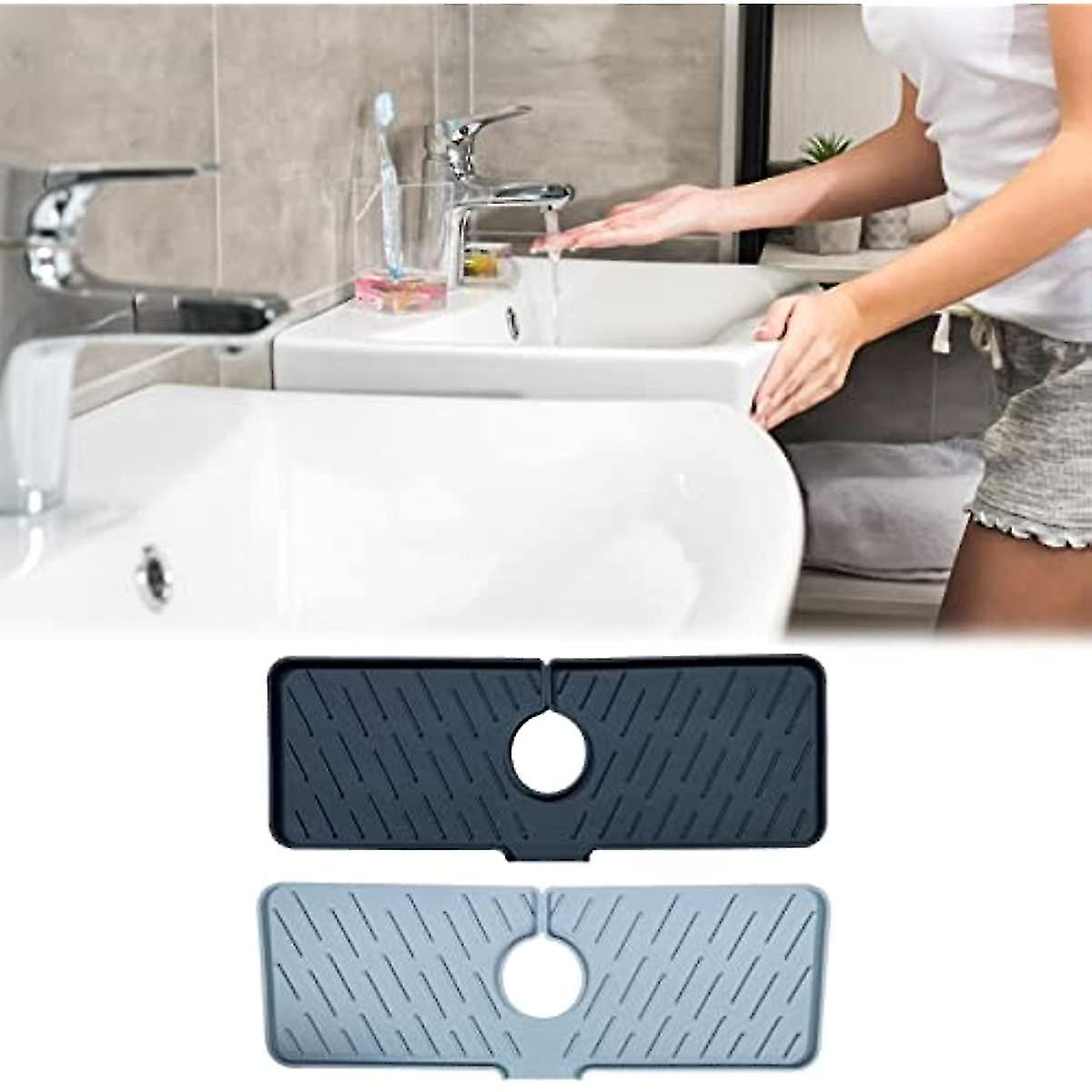 2pc Silicone Faucet Mat Kitchen Faucet Sink Splash Catcher Washable Silicone Backsplash Guard  Drying Mat For Kitchen Counter  Sink Splash Gua