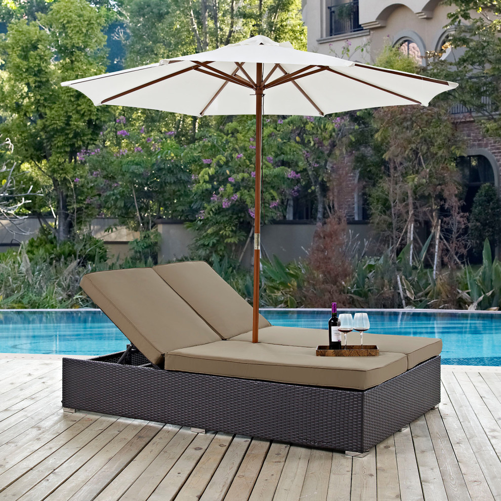 Convene Double Outdoor Wicker Rattan Chaise   Tropical   Outdoor Chaise Lounges   by Modway  Houzz