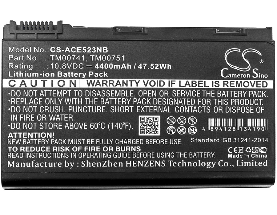 Acer Extensa 512 Black Laptop and Notebook 4400mAh Replacement Battery BatteryClerkcom Laptop and Notebook