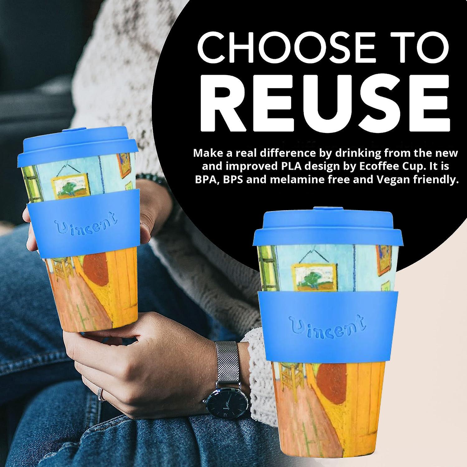 14oz 400ml Reusable Ecoffee Cup Eco-Friendly PLA Vincent Van Gogh Melamine Free Coffee Cup