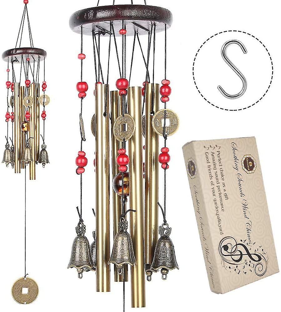 Chinese Traditional Amazing 4 Tubes 5 Bells Bronze Yard Garden Outdoor Living Wind Chimes