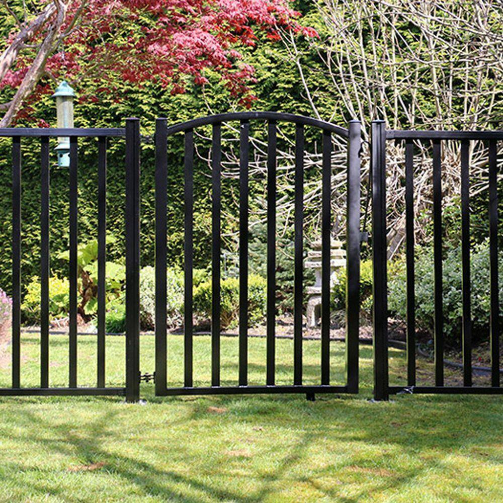 PEAK AquatinePLUS 58 in. x 72 in. x 4 ft. Black Aluminum Pool Fence Rail and Picket Kit 57113