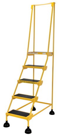 Vestil LAD 5 Y spring loaded roll ladder 5 step ye...