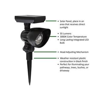 Hampton Bay 55 Lumen Solar Black LED Spotlight C9000-12