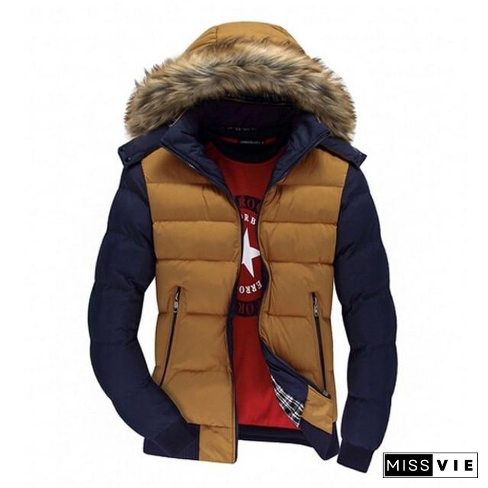 Men's Winter Jackets Thick Hooded Fur Collar Parka Men Coats Casual Padded Mens Jackets