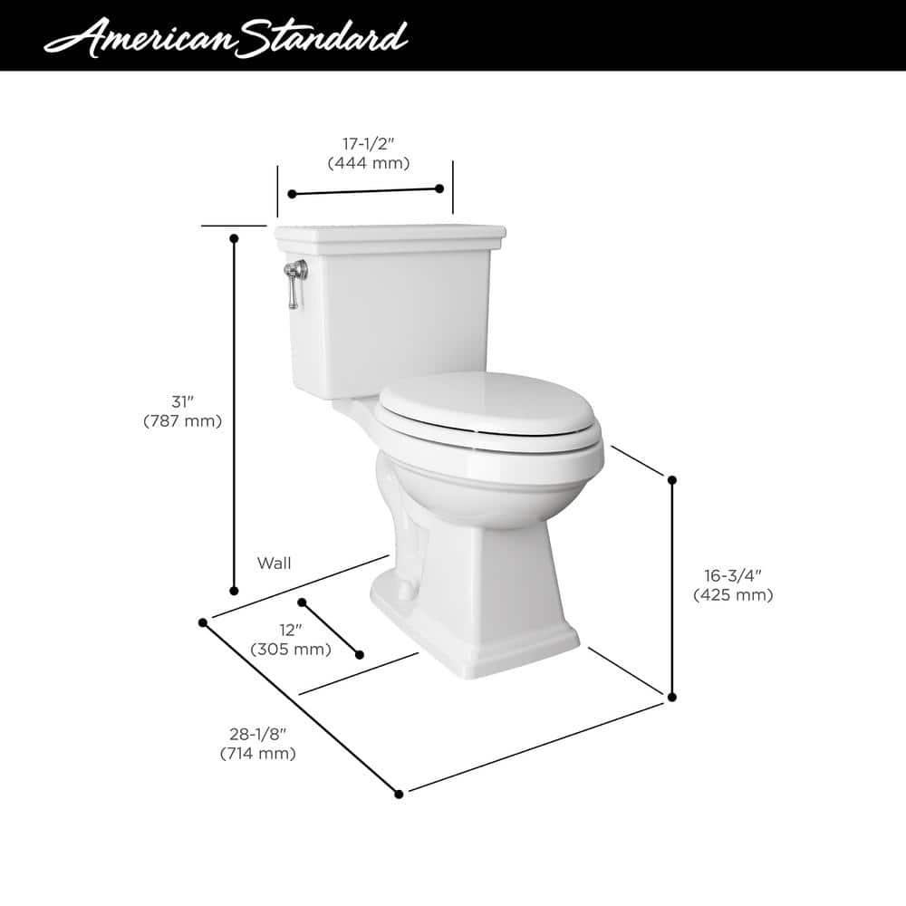 American Standard Lexington Tall Height 2Piece 128 GPF Single Flush Elongated Toilet with Slow Close Seat in White