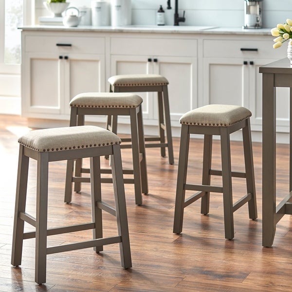 Lifestorey Tobias 24-inch Cushioned Farmhouse Counter Stool (Set of 4)