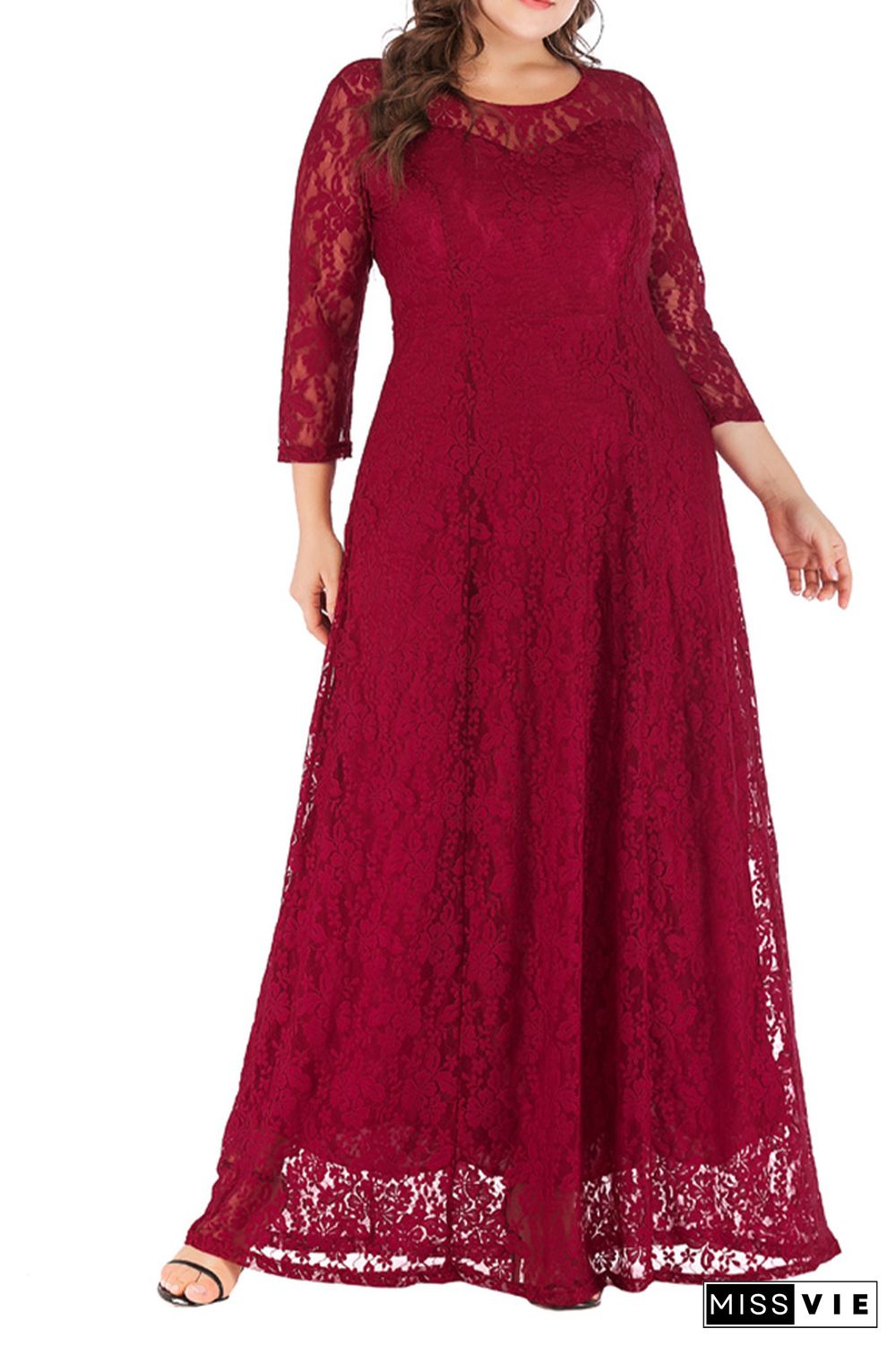 Plus Size Long Maxi Lace Dress