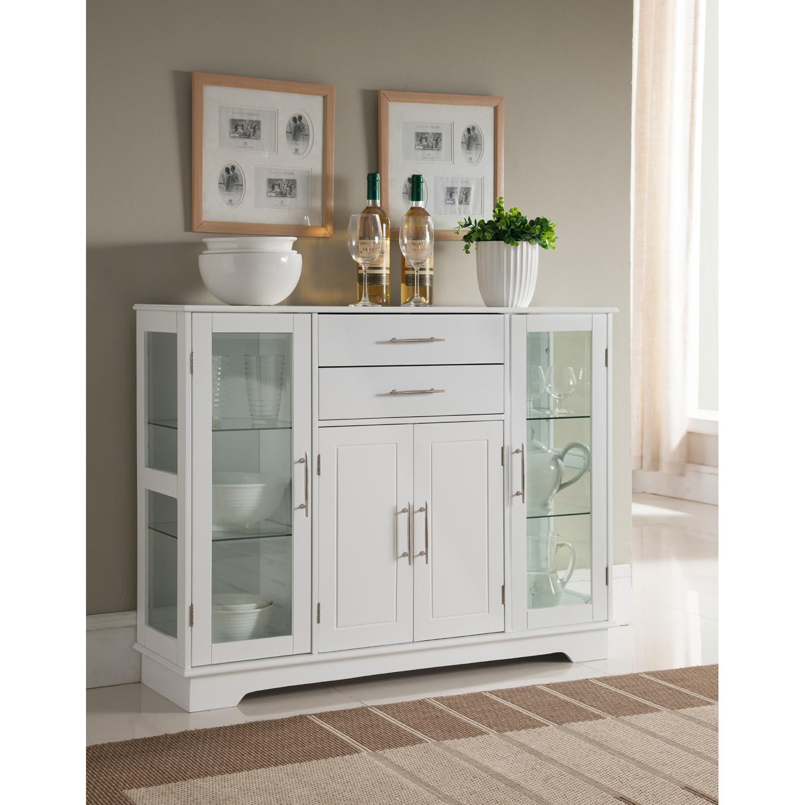 Kandamp;B Furniture White Wood 4 Door Kitchen Storage Cabinet