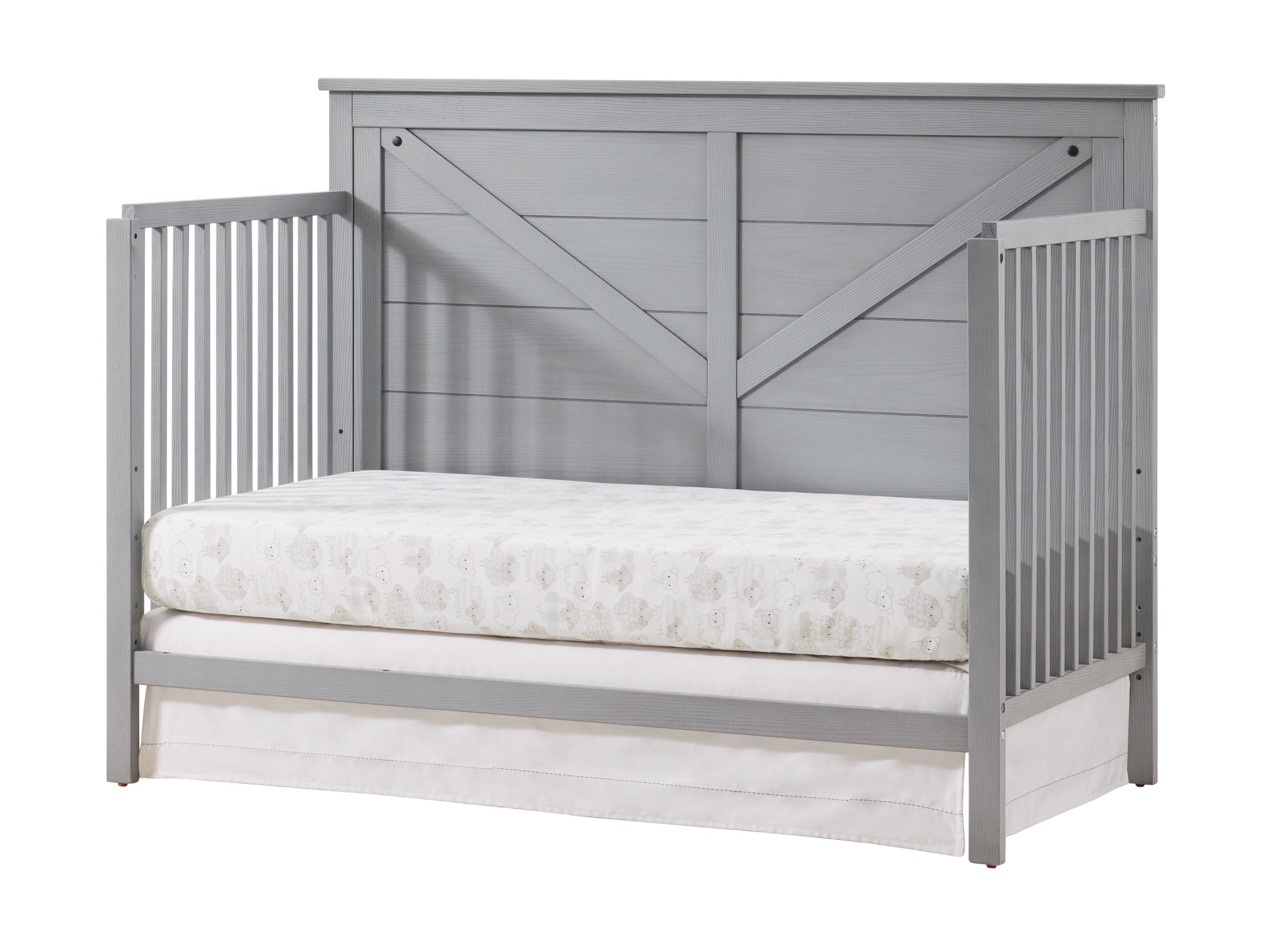 Oxford Baby Montauk 4-in-1 Convertible Crib, Farmhouse Gray, GREENGUARD Gold Certified, Wooden Crib