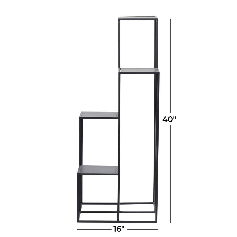 Litton Lane 40 in. Black Metal 4 Tier Plantstand 040986