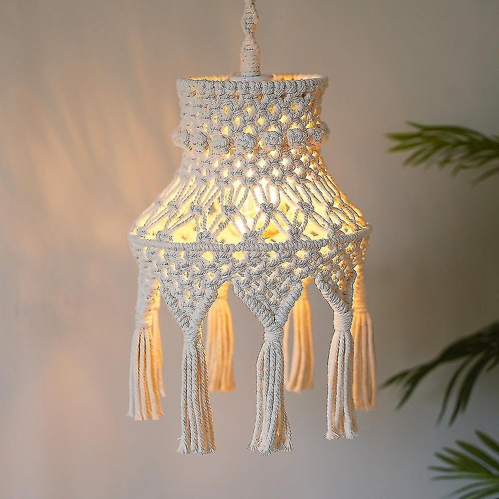 Macrame Lamp Shade Boho Hanging Pendant Light Cover， Chandelier Shade For Bedroom Living Room Nurse