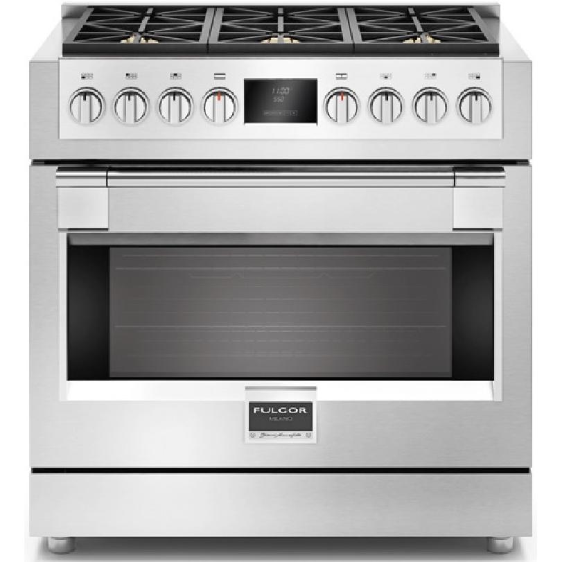 Fulgor Milano 36-inch Freestanding Gas Range with Dual Convection F6PGR366S2