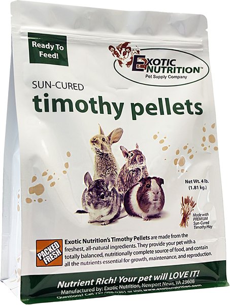 Exotic Nutrition Timothy Pellets Small-Pet Food， 4-lb bag