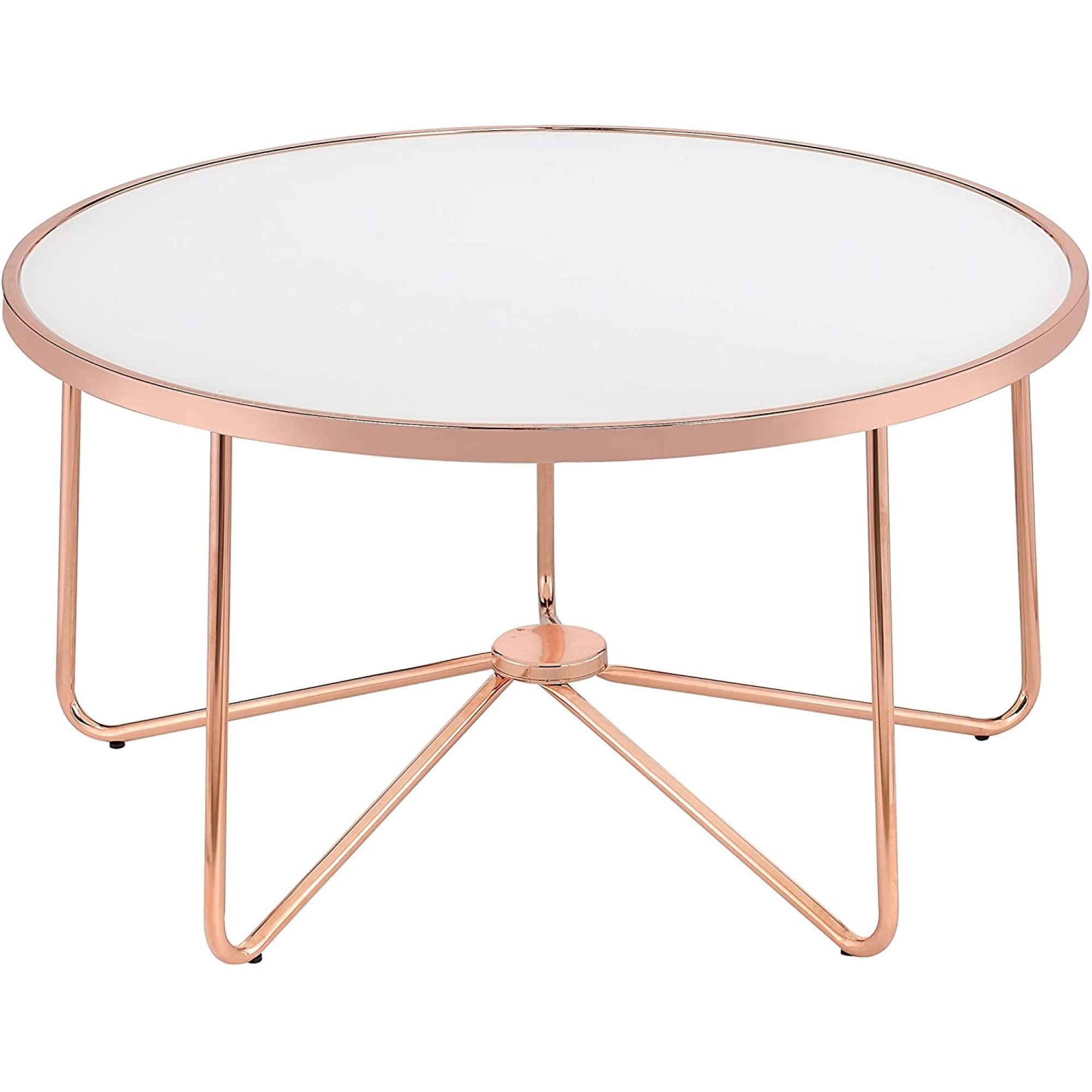 ACME Furniture Alivia Coffee Table in Rose Gold & Frosted Glass