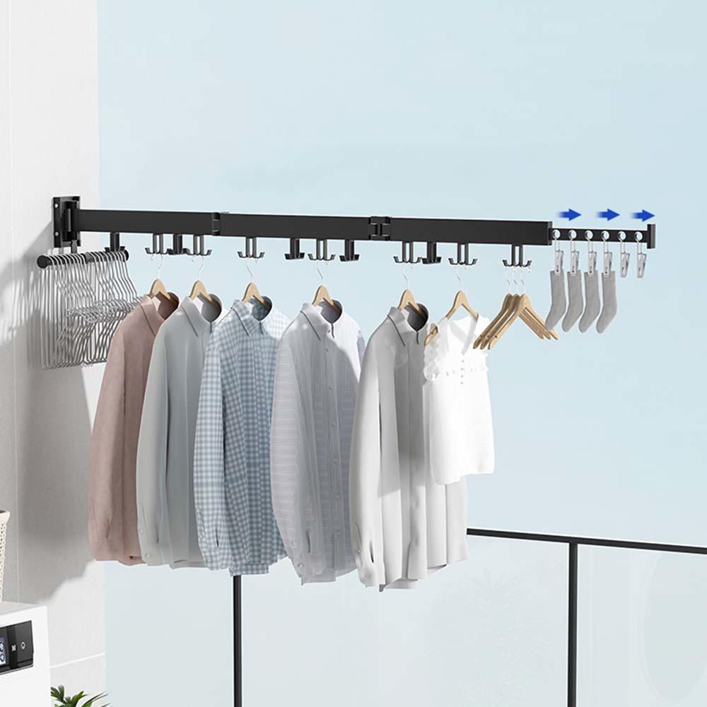 MINM Folding Clothes Hanger Aluminum Retractable Drying Rack Wall-mounted Laundry Storage Space Save Home Hotel Clothes Hanger