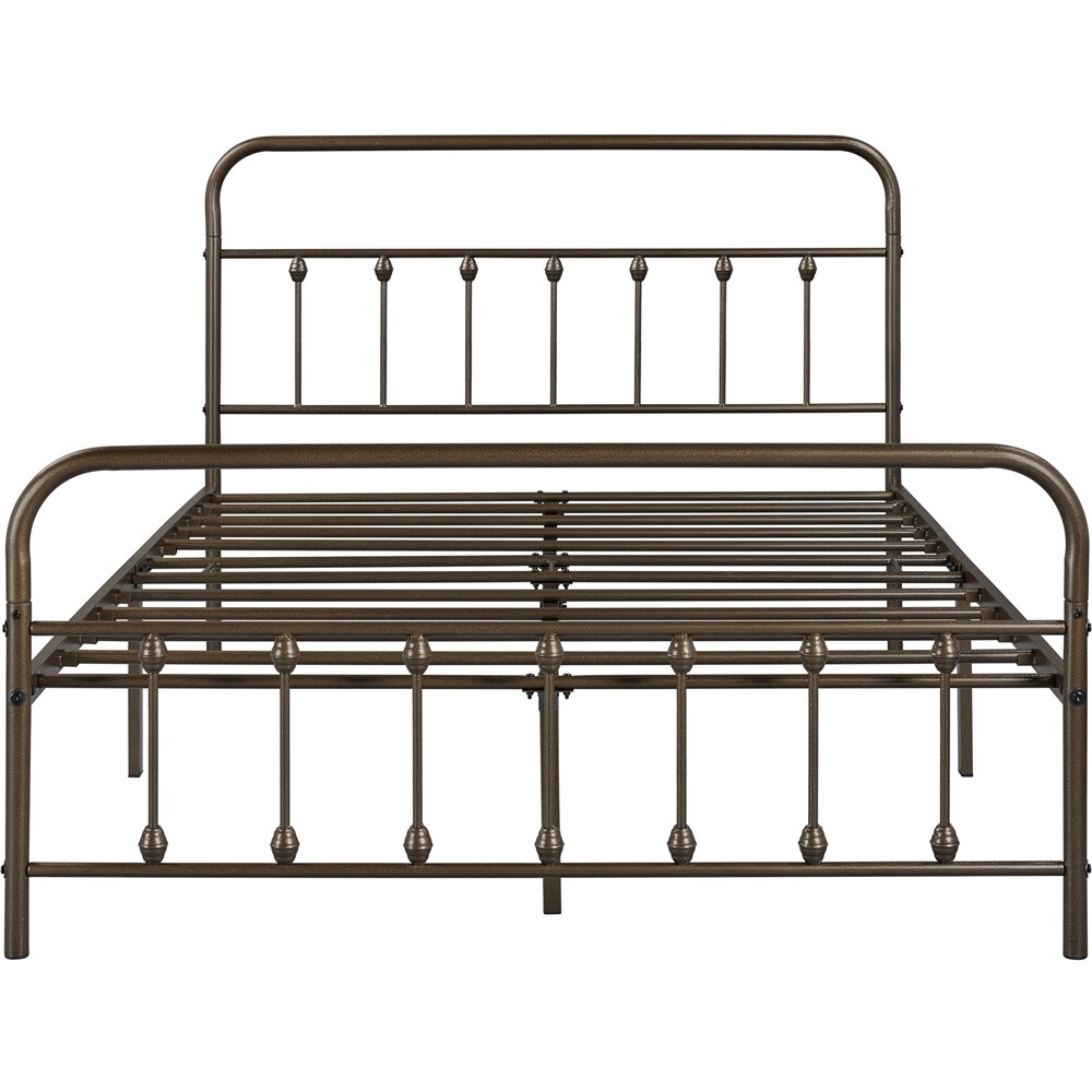 Yaheetech Classic Iron Platform Bed with High Headboard and Footboard Strong Metal Framed Bed