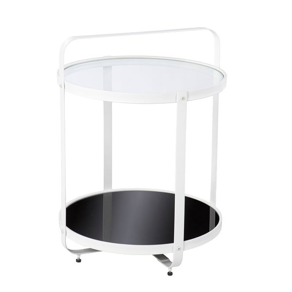 SEI Furniture Valerio Contemporary White Glass Side Table