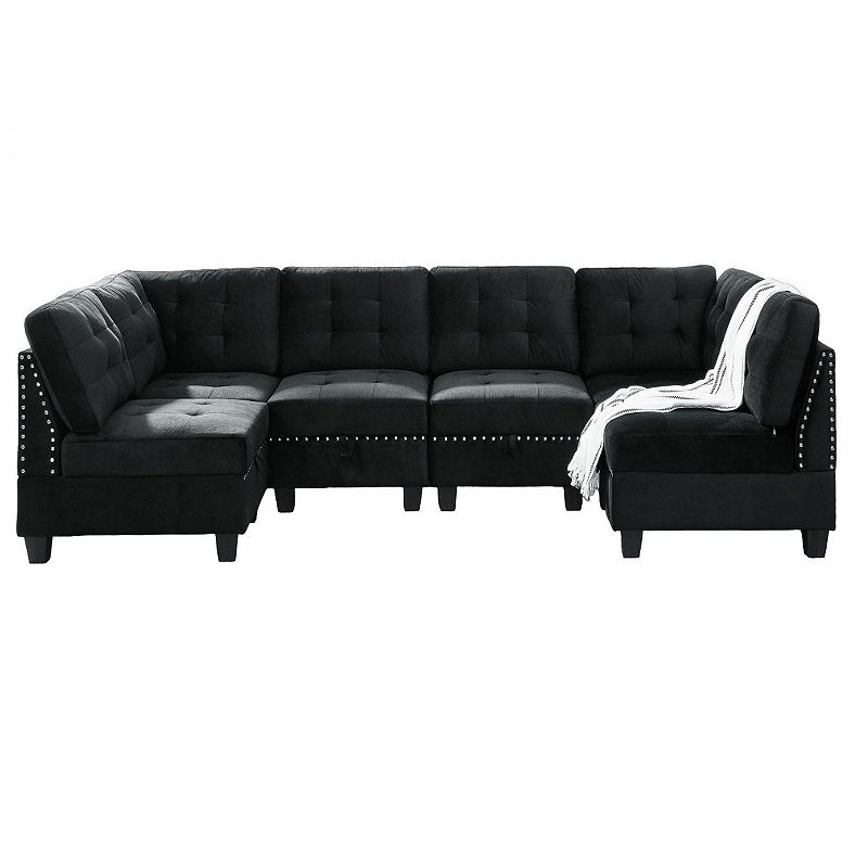 F.c Design U Shape Modular Sectional Sofa， Diy Combination- 4 Single Chairs and 2 Corners