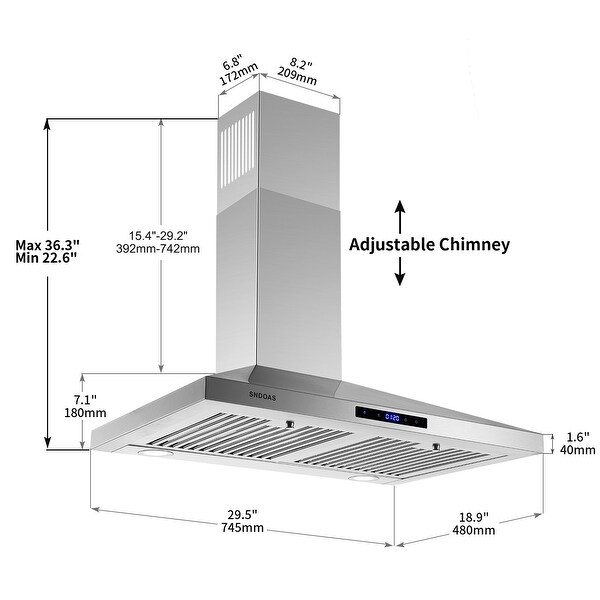 30 Inch Wall Mount Kitchen Hood 350 CFM