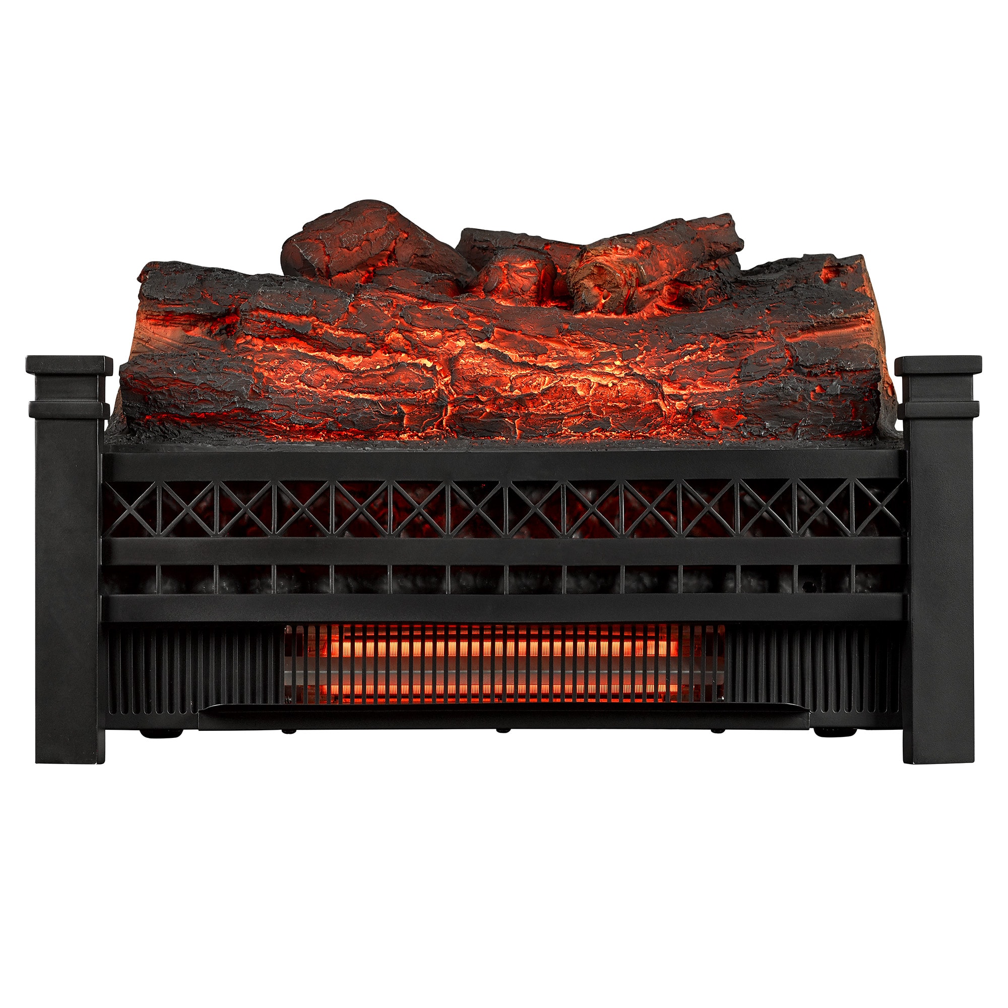 Style Selections CFI031ARU-19 20.7-in W 5200-BTU Black Electric Fireplace Logs with Heater and Thermostat Remote Control Included