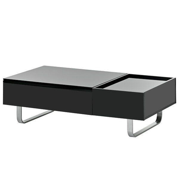 Modern Coffee Table with Lifted Tabletop and High-gloss Surface， Lift-top