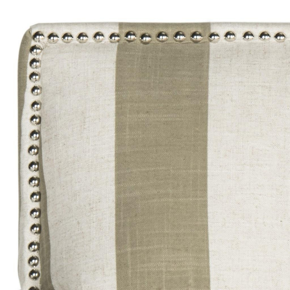 Jennifer Club Chair With Awning Stripes Silver Nail Heads Olive/ White   Transitional   Armchairs And Accent Chairs   by Peachtree Fine Furniture  Houzz