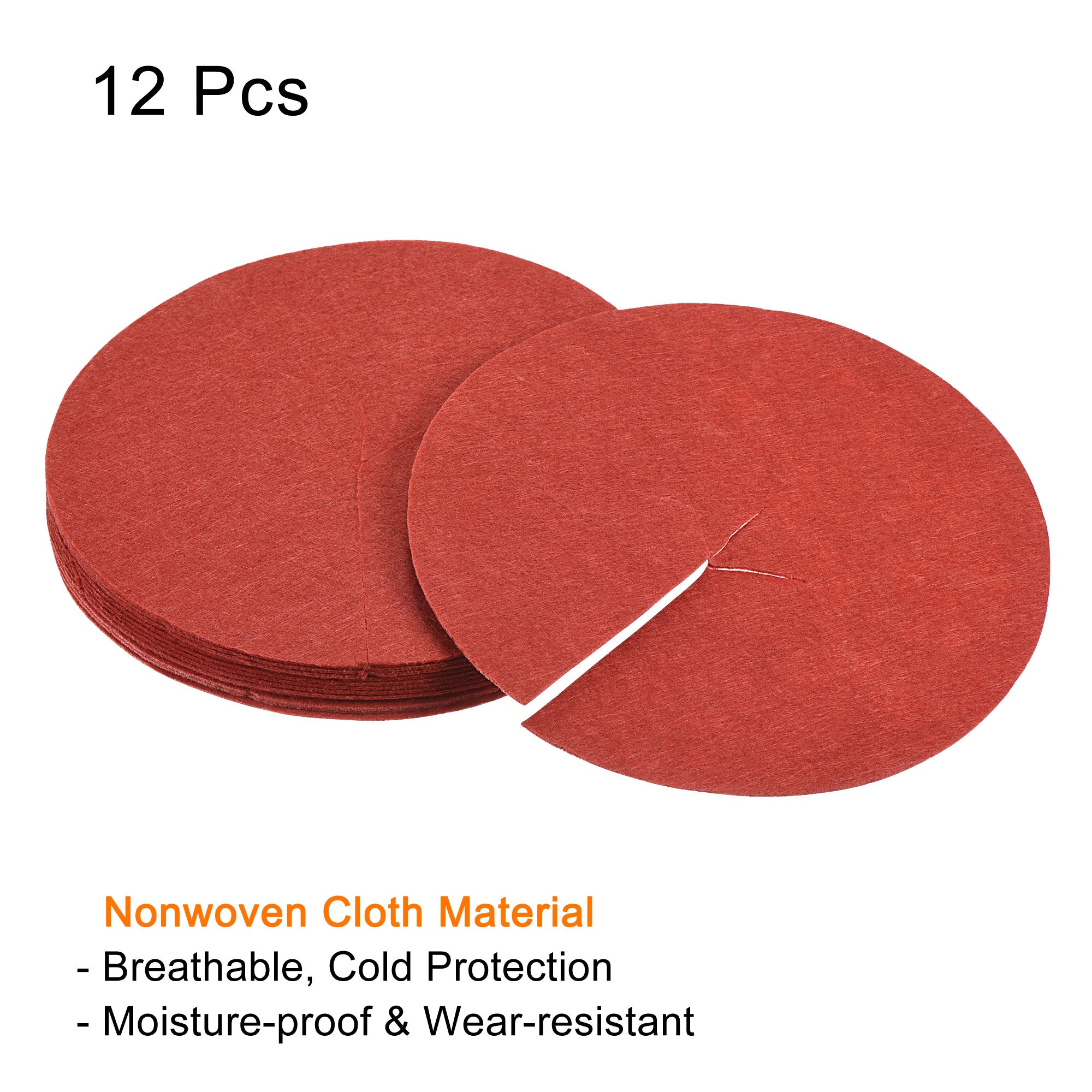 Uxcell 5.4" Round Nonwoven Tree Mulch Ring Mat Cover Plant Barrier, Red 12 Pack