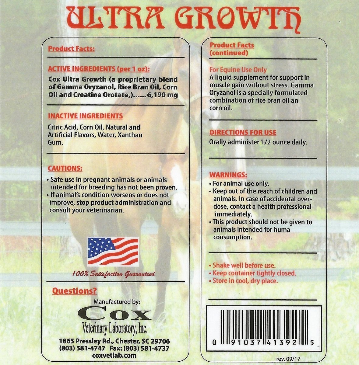 Cox Vet Lab Ultra Growth Liquid Horse Supplement