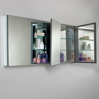 Fresca 59 in. W x 26 in. H x 5 in. D Frameless Glass Recessed or Surface-Mount 4-Shelf Bathroom Medicine Cabinet FMC8019