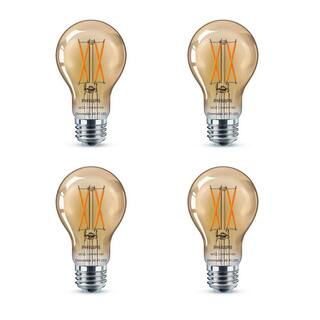 Philips 40-Watt Equivalent A19 LED Smart Wi-Fi Light Bulb Amber (2000K) powered by WiZ (4-Pack) 555524